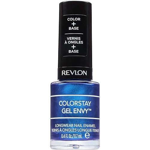 Revlon ColorStay Gel Envy Longwear Nail Polish, with Built-in Base Coat & Glossy Shine Finish, in Blue/Green, 445 Try Your Luck, 0.4 oz