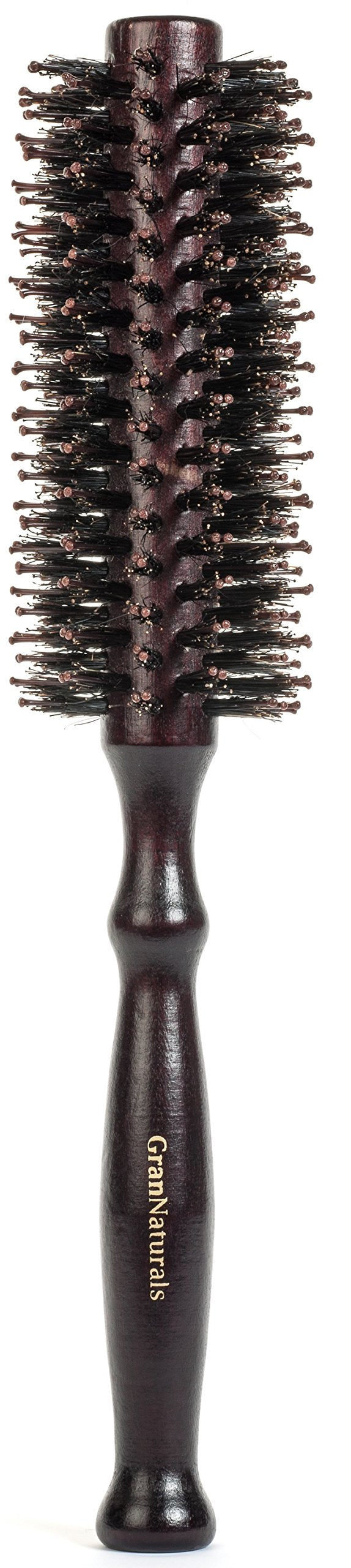 Round Styling Hair Brush - 1.75 Inch Diameter - Boar + Nylon Bristles for Blow Drying, Curling, and Styling Hair - Natural Wooden Handle for Women