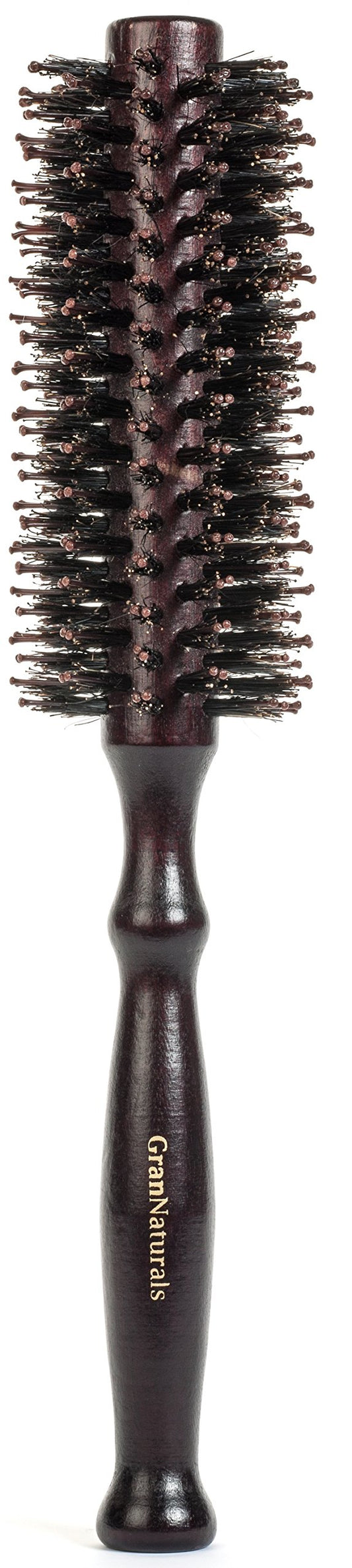 Round Styling Hair Brush - 1.75 Inch Diameter - Boar + Nylon Bristles for Blow Drying, Curling, and Styling Hair - Natural Wooden Handle for Women