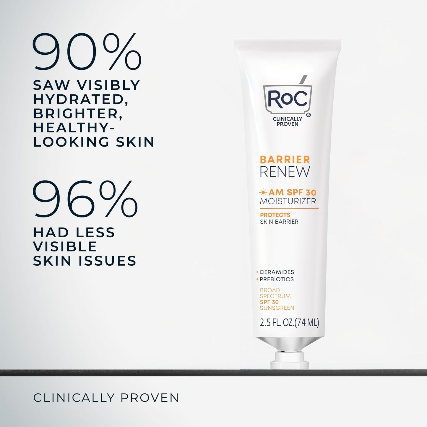 RoC Barrier Renew Day Cream with SPF 30, Moisturizer with Ceramides & Prebiotics to Protect Skin Barrier, (2.5 oz) with Retinol Eye Cream Packette