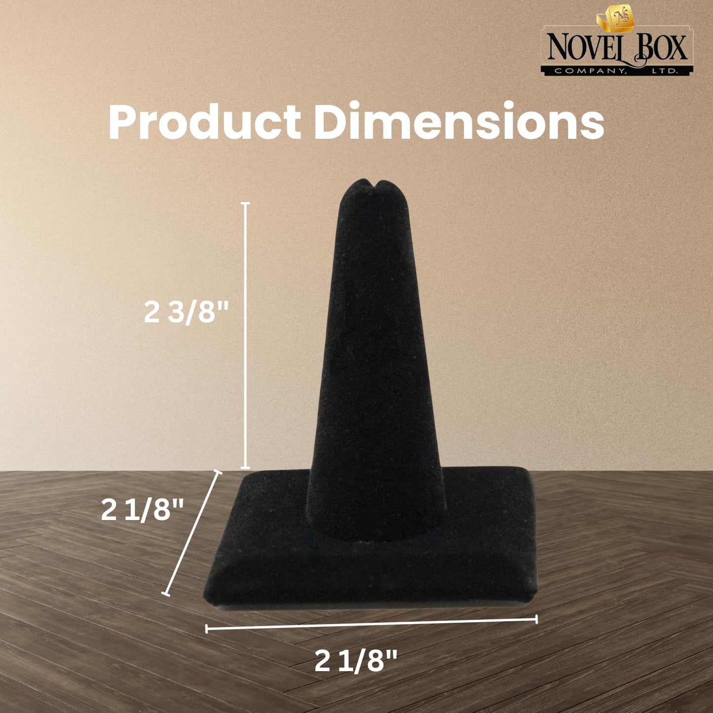 Novel Box Black Velvet Jewelry Ring Finger Display Stand 2.12x2.12x2.37 Inches with Square Base - Ring Holder Organizer Stand for Selling or Personal…