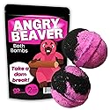 Angry Beaver Bath Bombs - Funny Pink Beaver Design - XL Bath Fizzers for Women - Giant, pink and black, Handcrafted, 2 pk