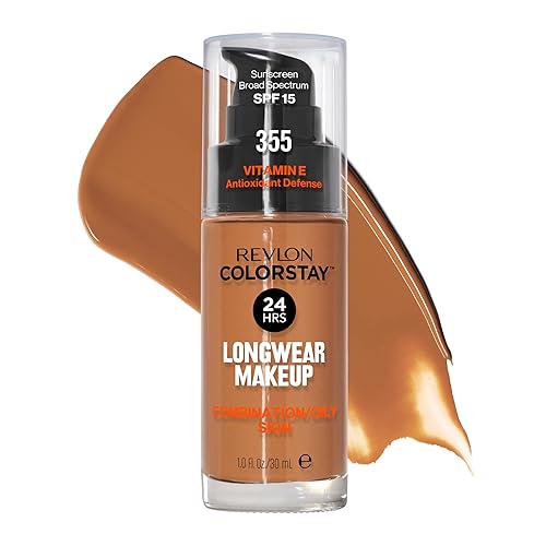 Revlon Liquid Foundation, ColorStay Face Makeup for Combination & Oily Skin, SPF 15, Medium-Full Coverage with Matte Finish, 355 Almond, 1 fl oz