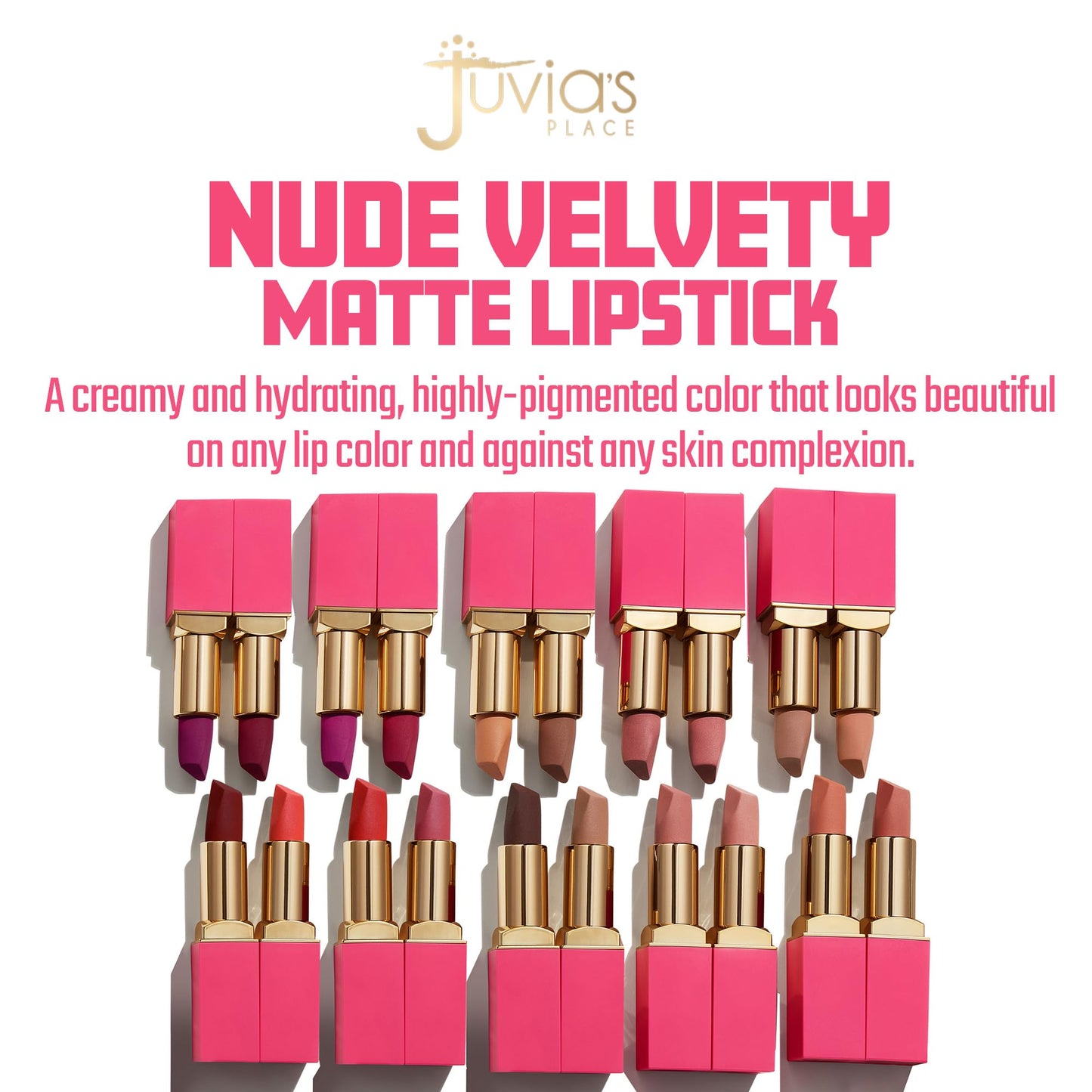 Juvia's Place The Nude Velvety Matte Lipstick Toffee - Nude Velvety Long-lasting Rich-Color Lip Makeup, Creamy Lipstick with Matte Finish, Beauty &