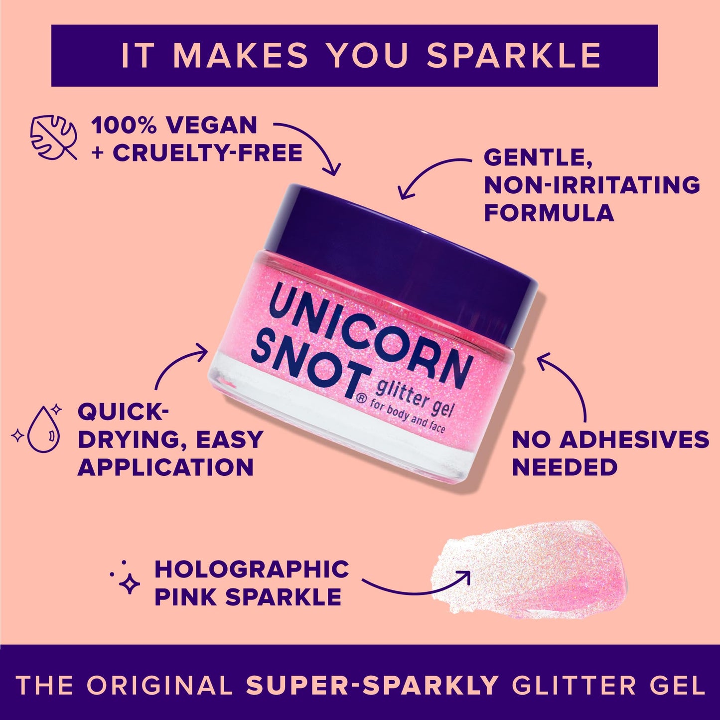 UNICORN SNOT Holographic Face Glitter & Body Glitter Gel | Holiday Glitter Makeup: Stocking Stuffers & Christmas Gift | Hair Glitter, Vegan & Cruelty