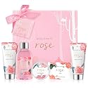 Bath and Body Gift Set for Women, Body & Earth 5 Pcs Rose Spa Gifts for Women, Self Care Kit, Lotion Set for Her, Birthday, Mothers Day Presents