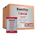 CoreTex Sun X 30+ SPF Individual Sunscreen Packets Travel Size - Bulk Pack of 300 Paraben, Oxybenzone, & Oil Free Broad Spectrum Sunscreen - No White