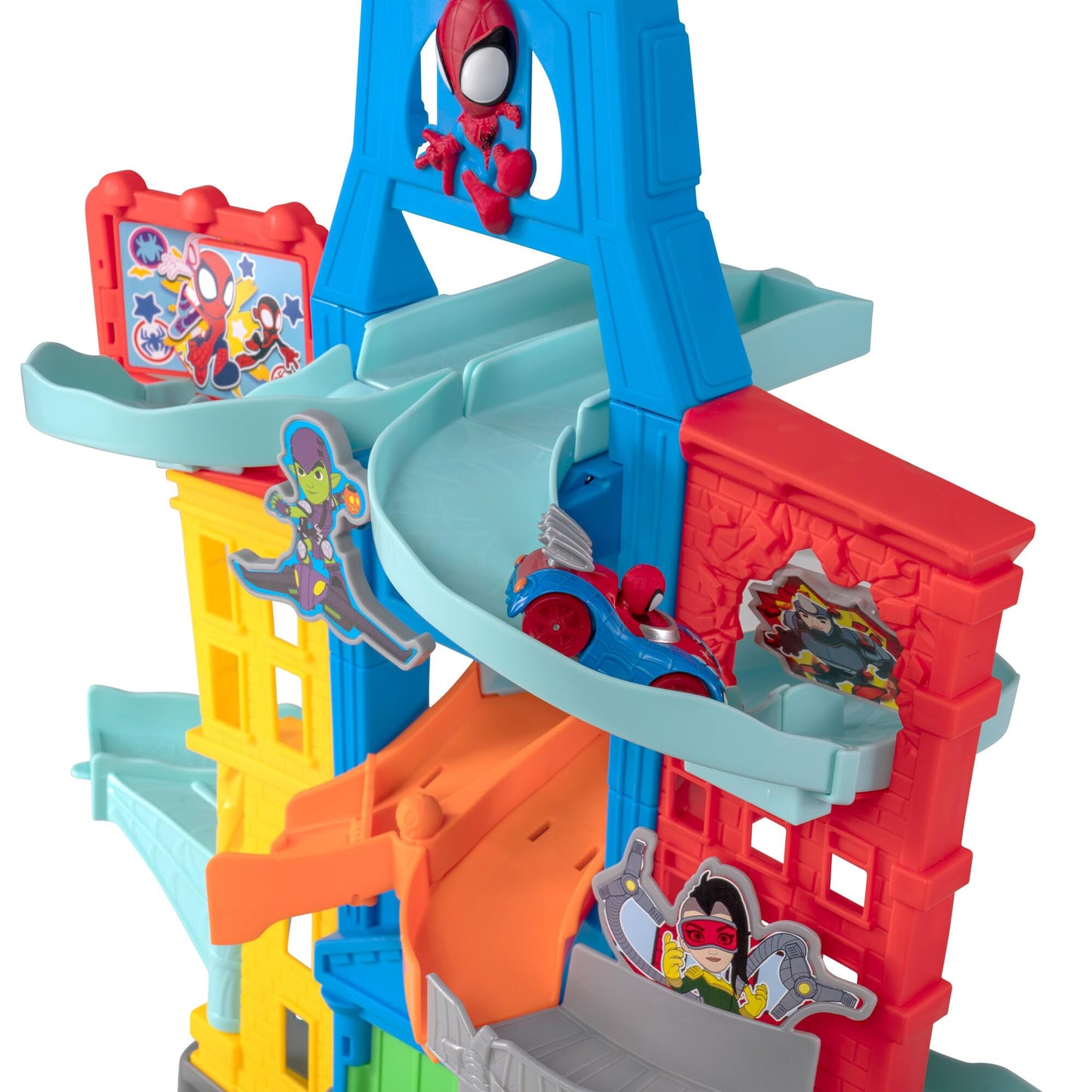 Marvel Spidey and His Amazing Friends City Track Set - 24-Inch Set with Two Exclusive 3-Inch Vehicles