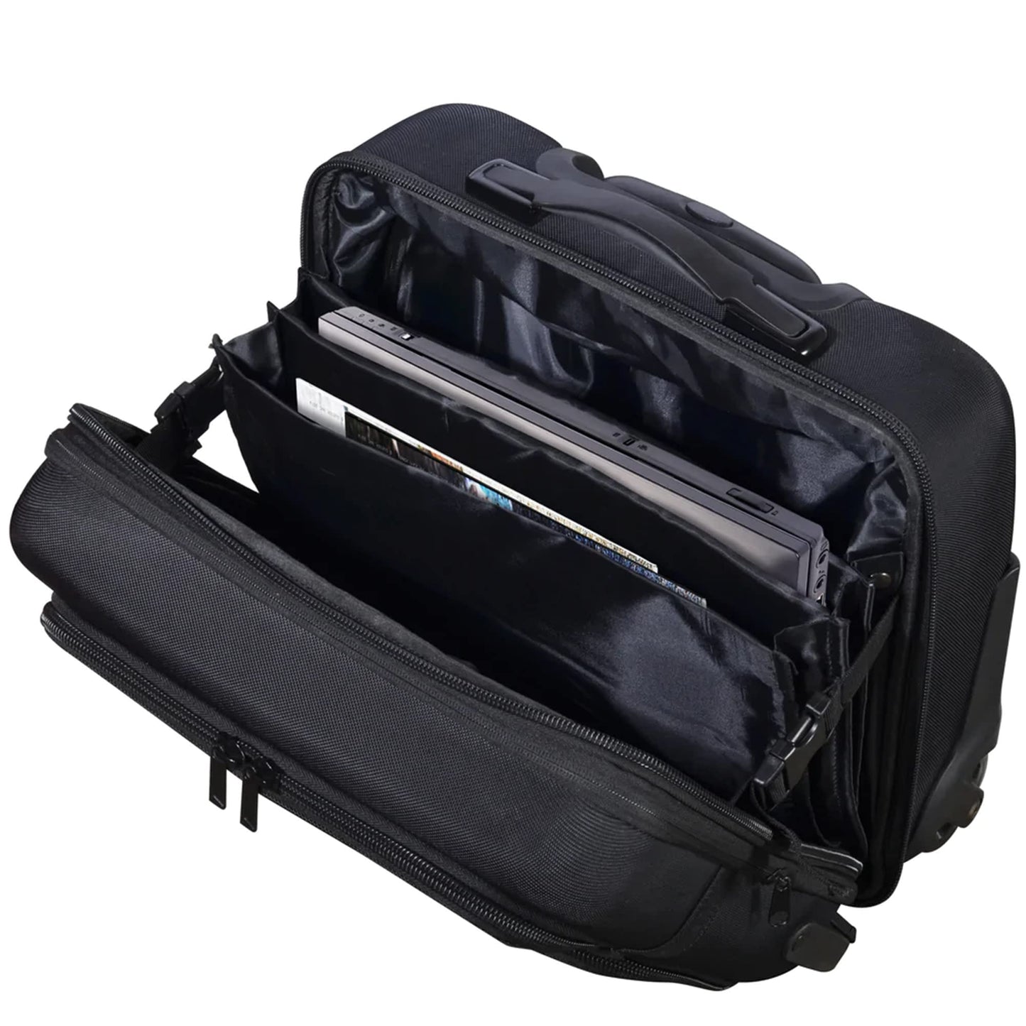 Olympia USA Elite 17 Inch Deluxe Rolling Overnighter Business Travel Case Carry On with Detachable Laptop Compartment, Black