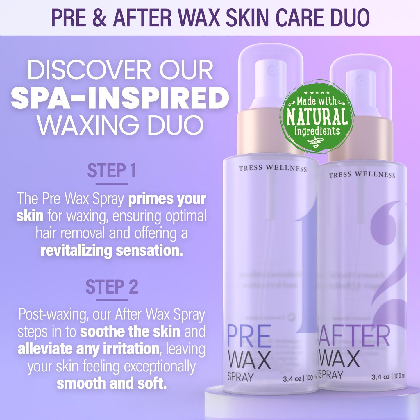 Tress Wellness Pre-Wax Cleanser, Spray and Treatment, After-Wax Oil and Care, Skin Wax Remover Beauty and Personal Care Tress Wellness