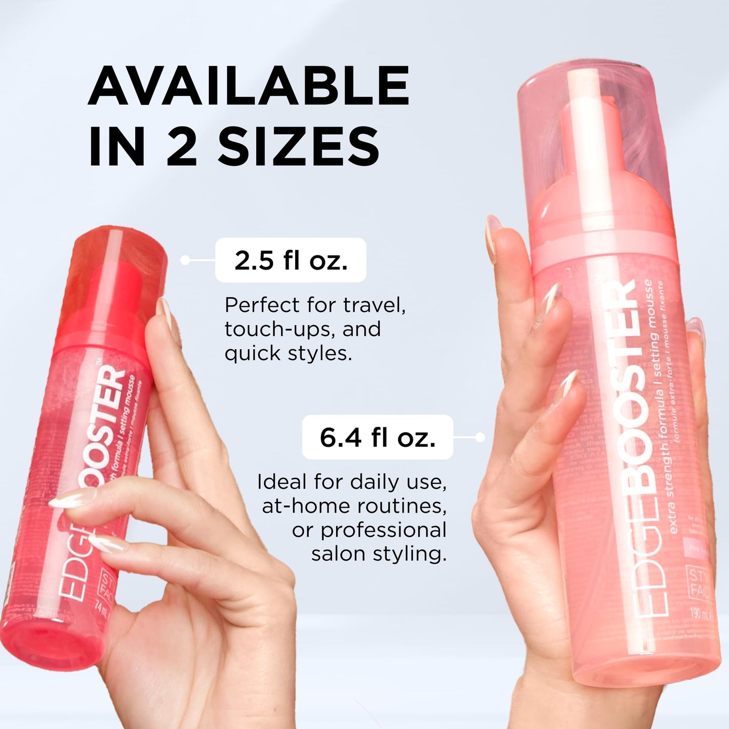 Style Factor EDGE BOOSTER Extra Strength Setting Mousse Travel Size - Frizz Control, Extra Volume, and Conditioning - 2.5oz Morganite Mousse for Curly Beauty and Personal Care Style Factor