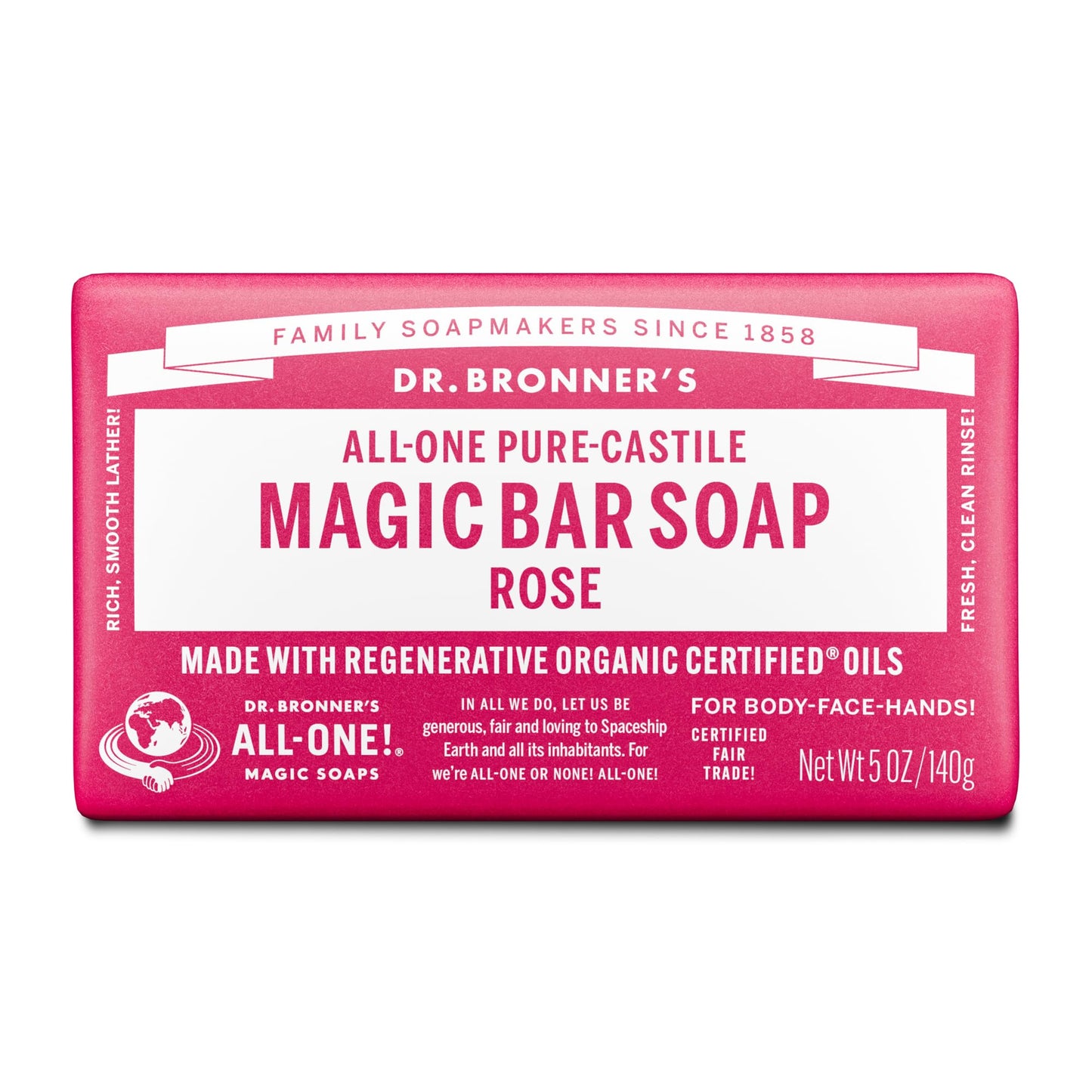 Dr. Bronner's Pure-Castile Bar Soap Made with Organic Oils for Face, Body and Hair, Gentle and Moisturizing, Biodegradable, Vegan, Cruelty-free