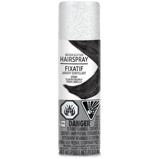 Silver Glitter Hair Spray Color - 3 oz. (1 Count) - Instantly Transforms Your Look, Ideal for Parties & Cosplay