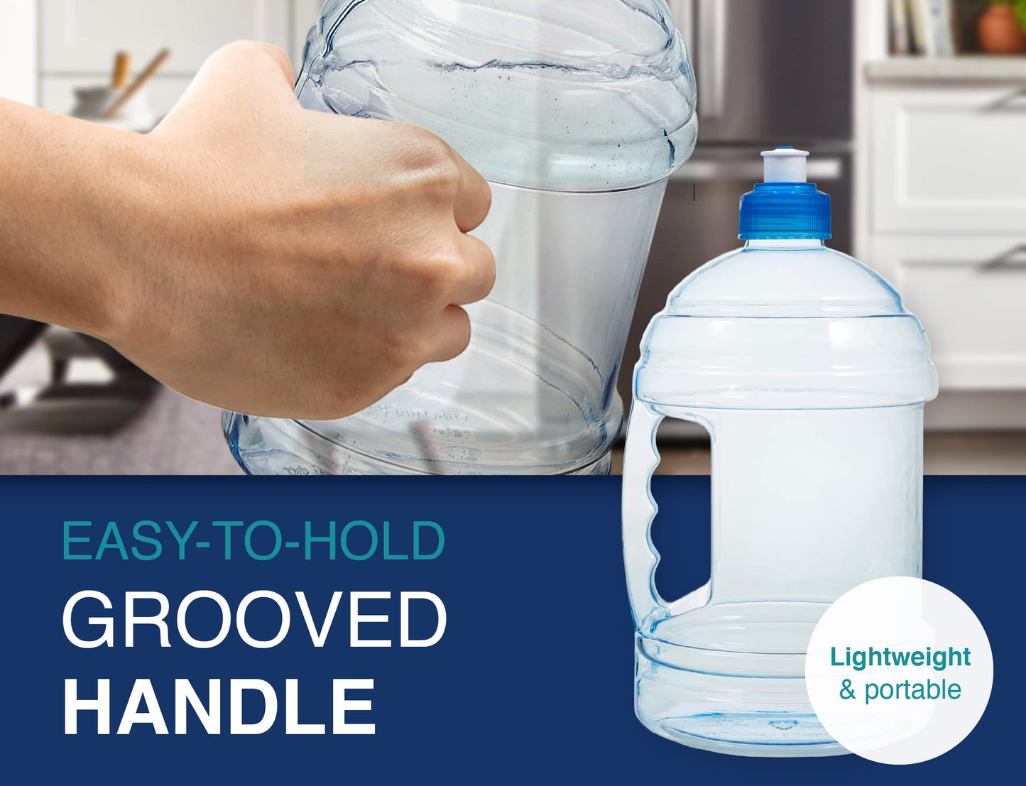 Arrow H2O On The Go Water Bottle, 2.2 Liter - Large Clear Plastic Water Bottle with Push Cap - Made in the USA, BPA Free - Built-In Convenient