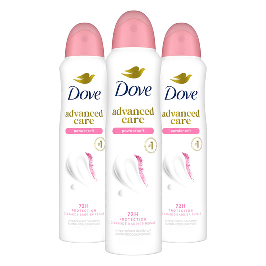 Dove Advanced Care Antiperspirant Deodorant Spray Powder Soft 3 Count to help skin barrier repair after shaving 72 hour antiperspirant deodorant Beauty and Personal Care Dove