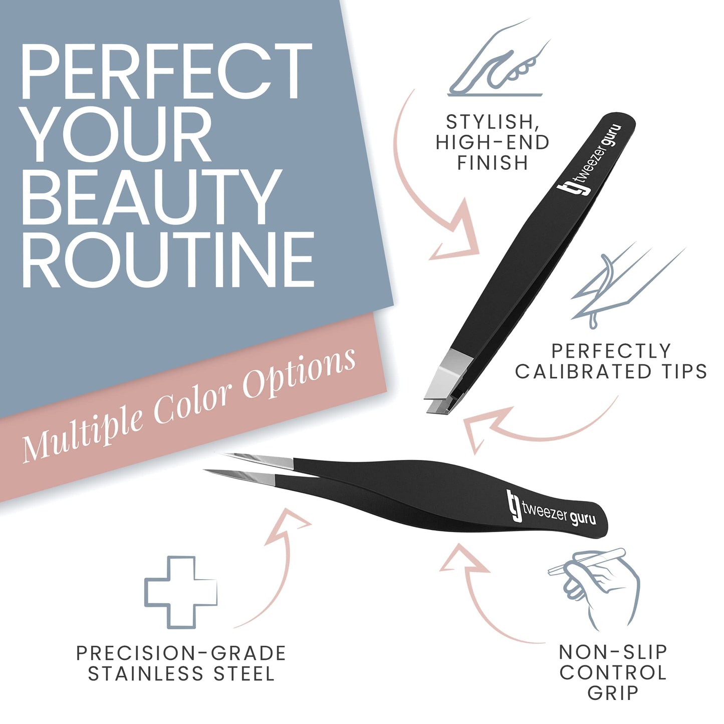 Tweezer Guru Ingrown Hair Tweezers - Pointed Precision Tweezers for Eyebrows & Ingrown Hair Removal - Blackhead and Splinter Tweezer with Sharp Needle