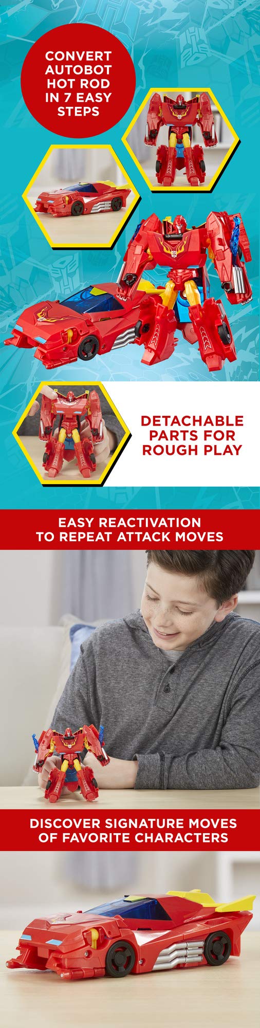 Transformers E3638 Cyberverse Action Attackers: Warrior Class Hot Rod Action Figure Toy