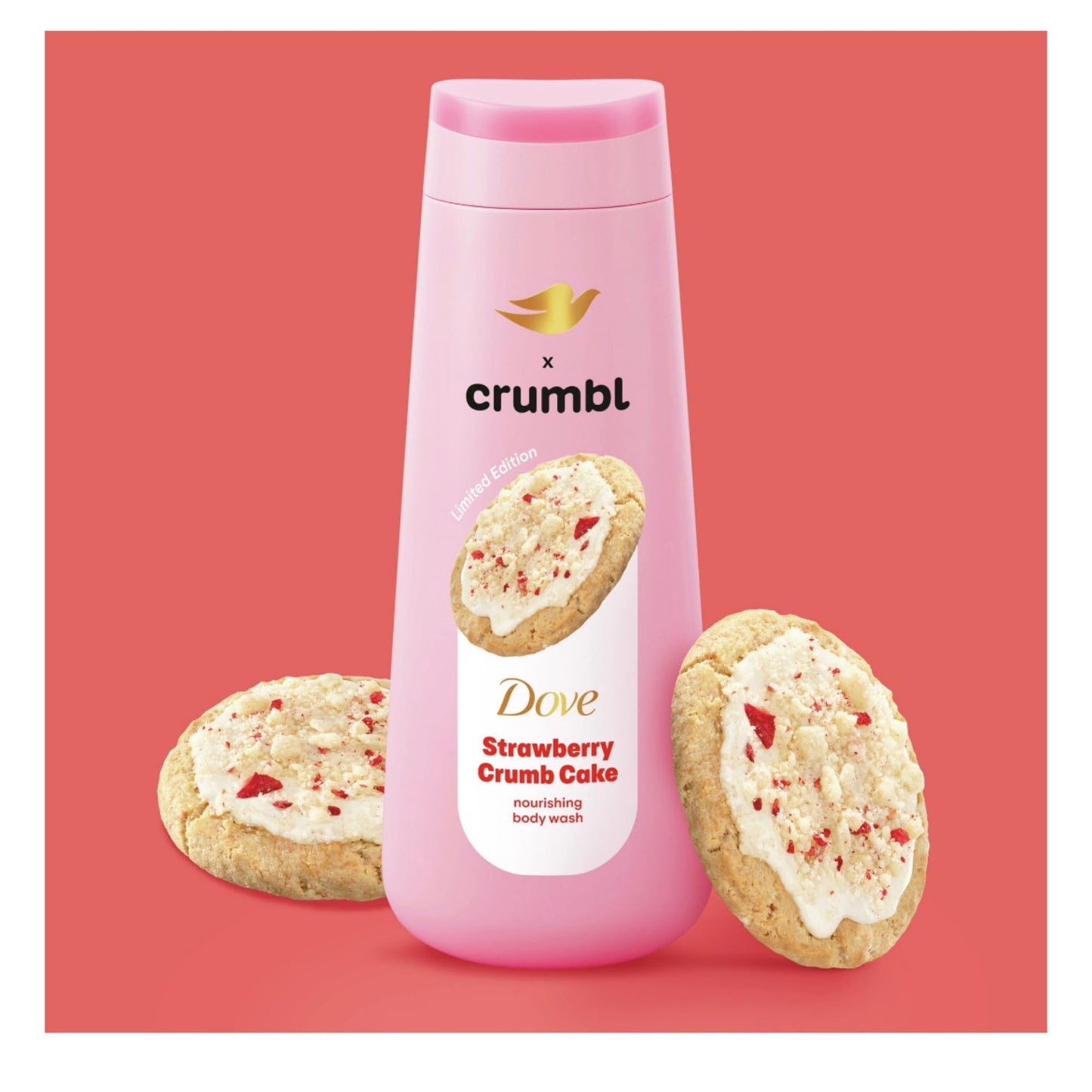 Dove Moisturizing Strawberry Crumb Cake Body Wash & Scrub Combo, 20oz Wash + 15oz Scrub, Limited Edition, Paraben & Sulfate Free, For Body, Improves Beauty & Personal Care Dove