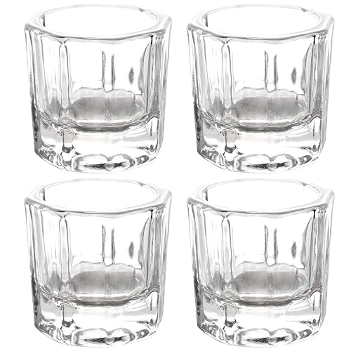 4 Pieces Acrylic Dappen Dish Nail Dapping Dish Nail Powder and Liquid Holder Glass Bowl Crystal Cup Nail Supplies