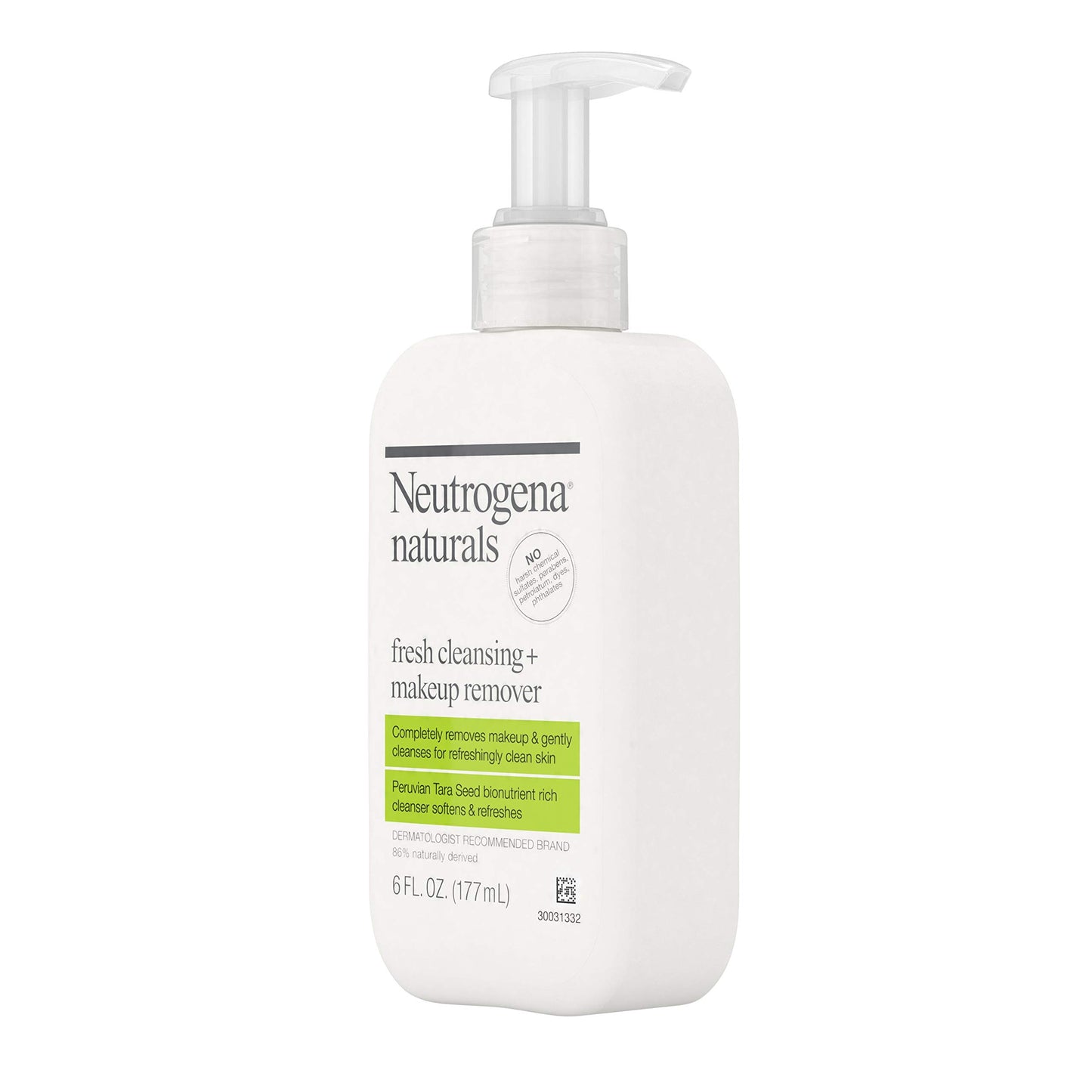 Neutrogena Naturals Fresh Cleansing Daily Face Wash + Makeup Remover with Naturally-Derived Peruvian Tara Seed, Hypoallergenic, Non-Comedogenic