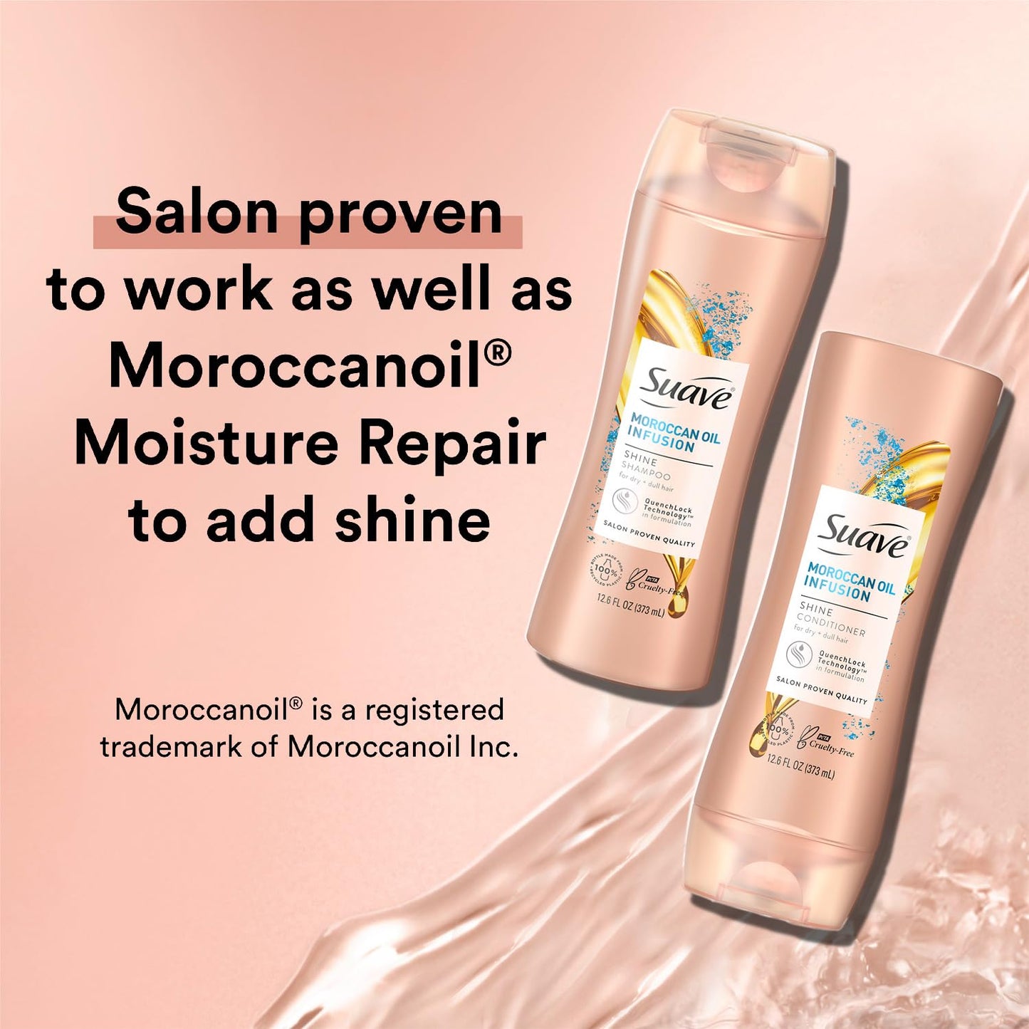 Suave Shine Shampoo and Conditioner Moroccan Infusion with Argan Oil 12.6 oz, 2 count