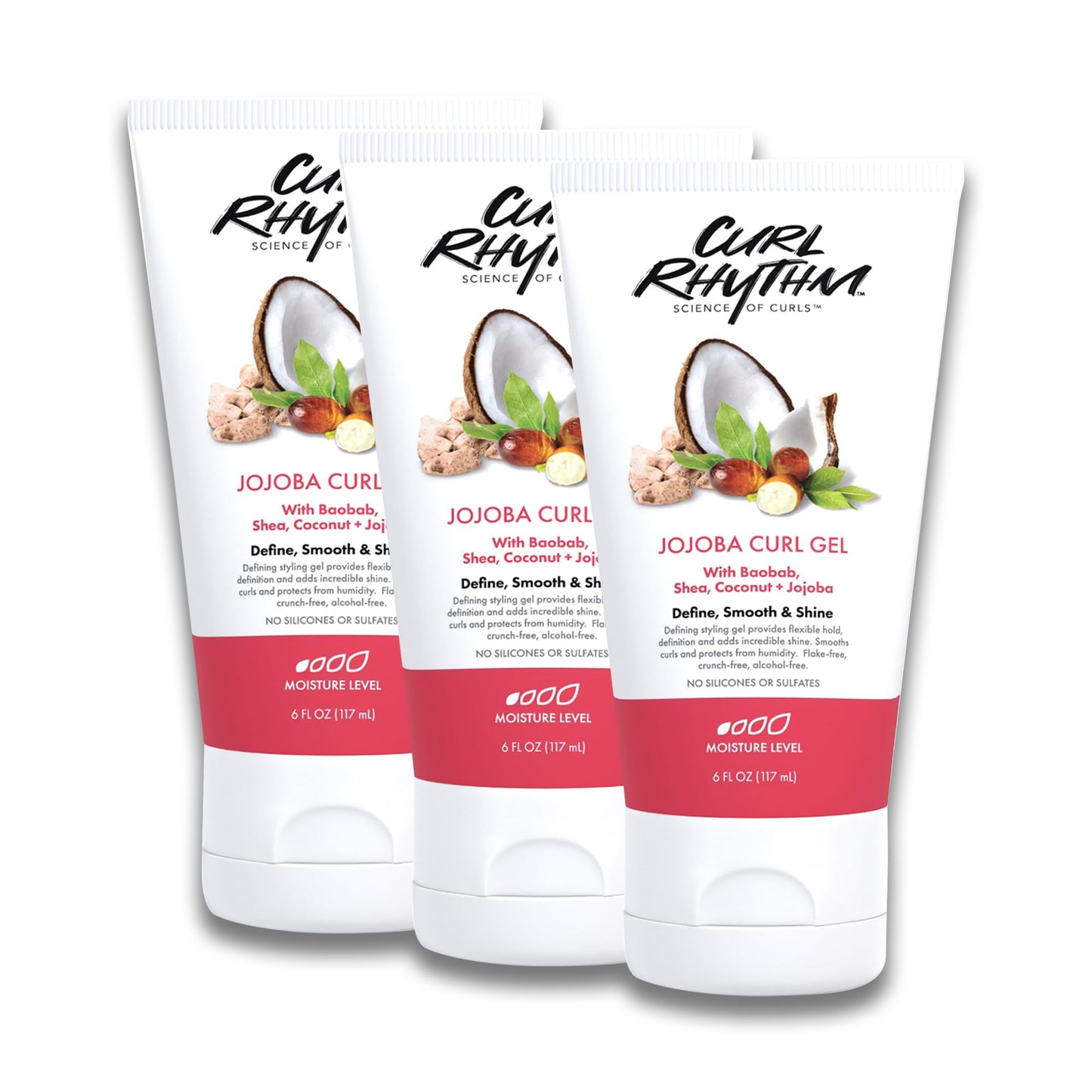 Curl Rhythm Jojoba Curl Gel - Hair Defining Gel for Bouncy, Nourished Curls - Curly Hair Styling Gel with Shea and Coconut - Sulfate Free - 6 Fl Oz (3