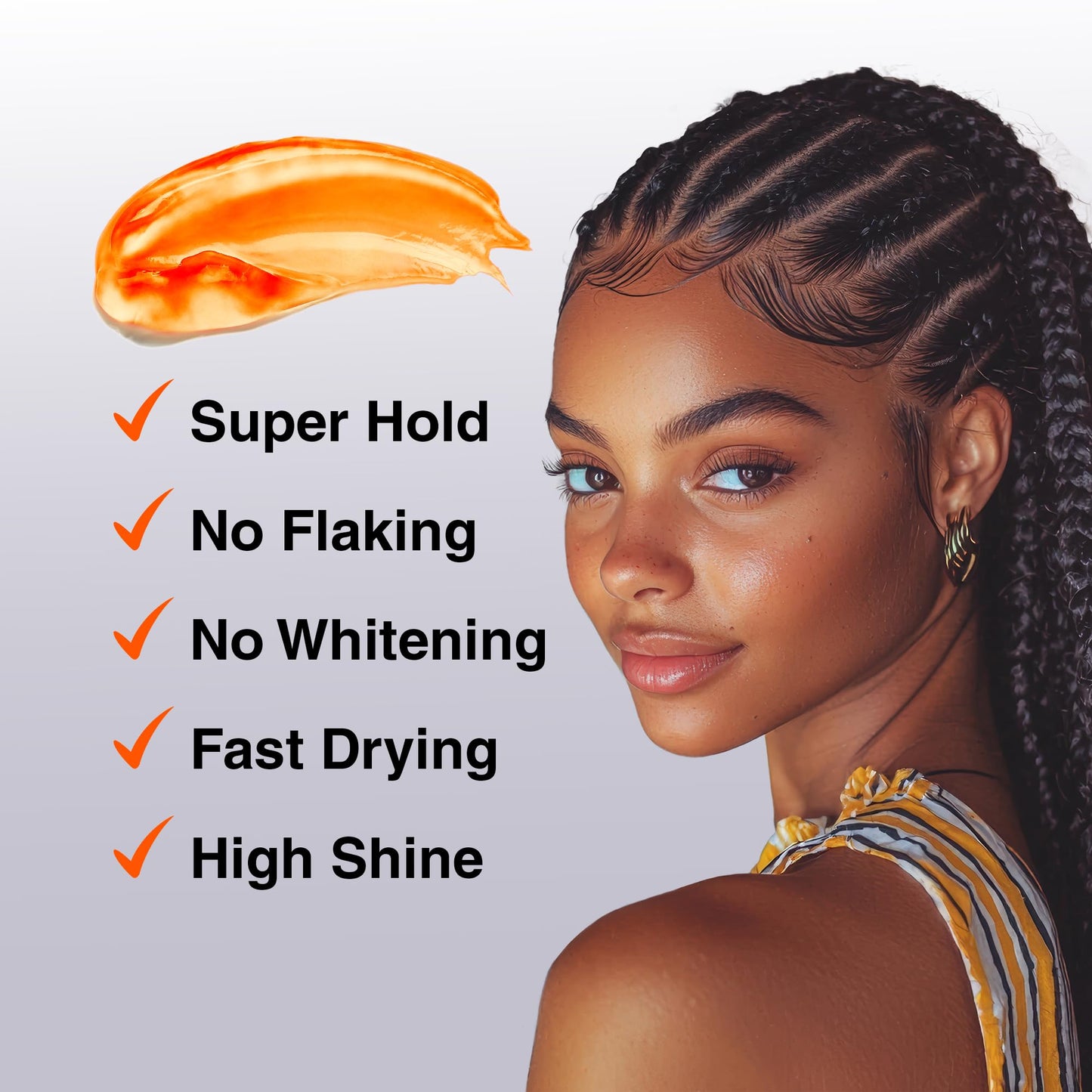 BELLATIQUE GOLD Braiding Gel Maximum Hold for LOC & Twist - No Flaking, No Whitening, Fast Drying, High Shine, Cool & Refreshing, Long Lasting Hold
