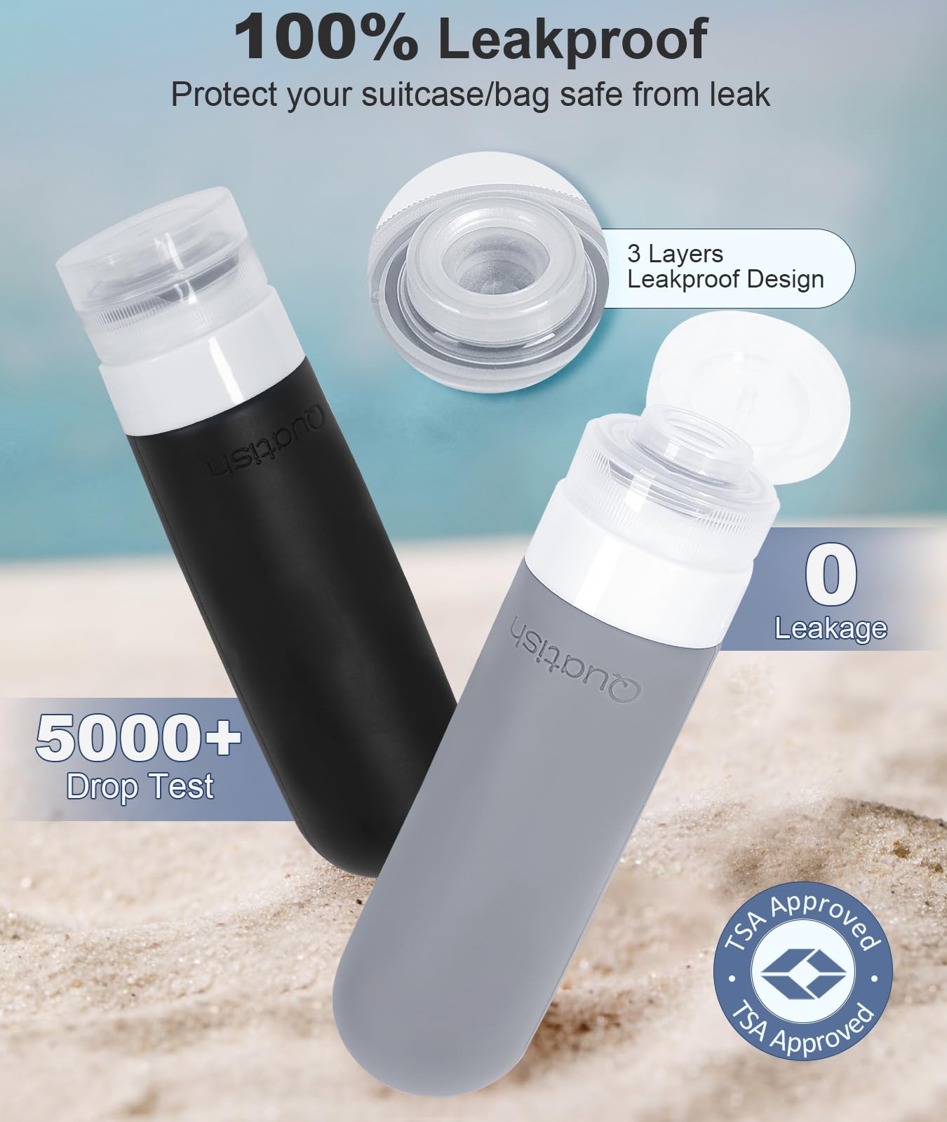 20 Pack Travel Bottles for Toiletries, Original Patented, TSA Approved Travel Size Containers, Leak Proof Silicone Shampoo and Conditioner Bottles Beauty and Personal Care Quatish