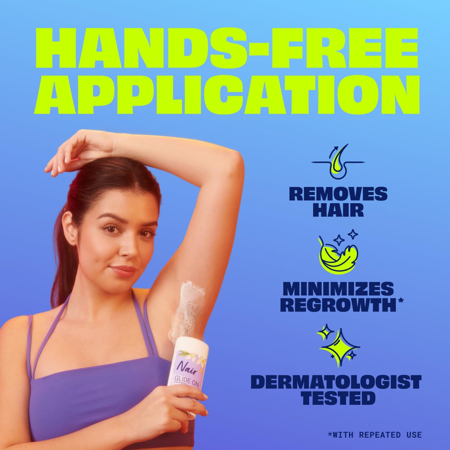 Nair Glide On Hair Removal Cream, Arm, Leg, and Bikini Hair Remover, Depilatory Cream, 3.3 Oz Stick Beauty and Personal Care Nair