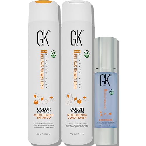 GK HAIR Global Keratin Balancing Shampoo and Conditioner Sets (10.1 Fl Oz/300ml) with Leave In Cashmere Smoothing and Styling Cream (1.69 Fl Oz/50ml)