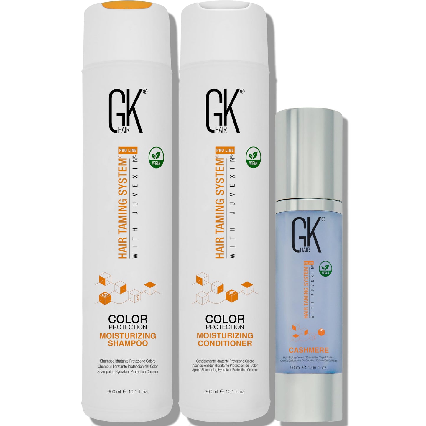 GK HAIR Global Keratin Balancing Shampoo and Conditioner Sets (10.1 Fl Oz/300ml) with Leave In Cashmere Smoothing and Styling Cream (1.69 Fl Oz/50ml)