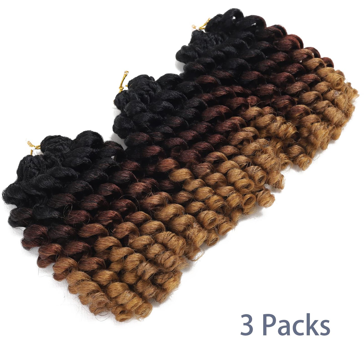 Jamaican Bounce Hair Extensions 8 inch Ringlet Wand Curl 3 Tone Blonde Brown Ombre Curly Crochet Braids 1B 30 27 Crochet Braiding Hair 60 Roots