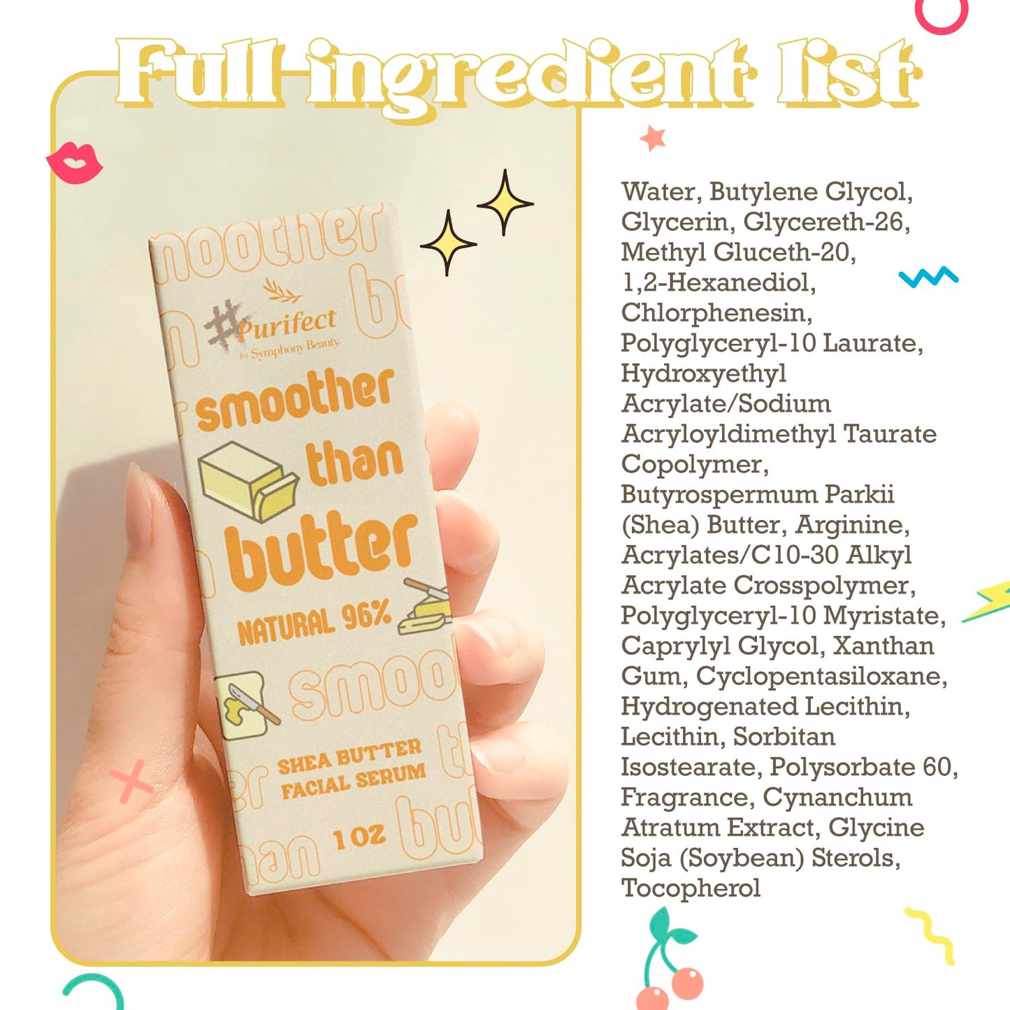 Purifect Shea Butter Moisturizing Facial Serum - Moisturizes Dry Skin with Vitamin E Oil, Protects the Skin Barrier, Nourishes & Soothes, Promotes