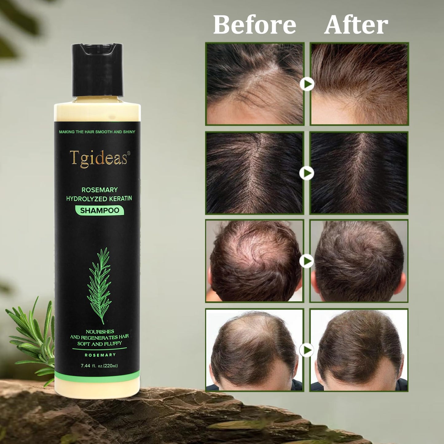 Tgideas Rosemary & Biotin Shampoo for Thinning Hair, Volumizing Shampoo for Fuller, Thicker Hair, Strengthening & Nourishing Formula with Root Lift Beauty and Personal Care Tgideas
