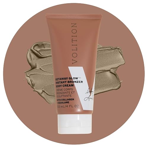 Volition Beauty Getaway Glow Instant Bronzer Sculpting Body Cream with Vegan Collagen + Squalane | Instant Shimmer & Luminizing Effect | Visibly