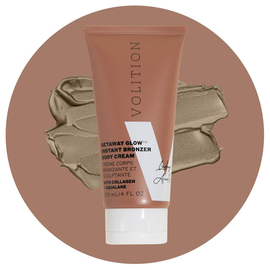 Volition Beauty Getaway Glow Instant Bronzer Sculpting Body Cream with Vegan Collagen + Squalane | Instant Shimmer & Luminizing Effect | Visibly