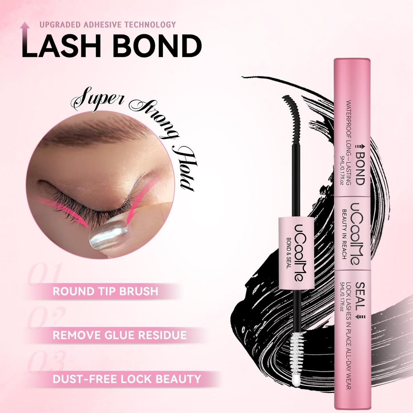 uCoolMe Lash Bond and Seal Waterproof for Lash Clusters 144Hours New Upgrade Leak-Proof Cap Upgraded Airtight Pipe Material Non-Irritating Lash Glue Beauty and Personal Care UCOOLME
