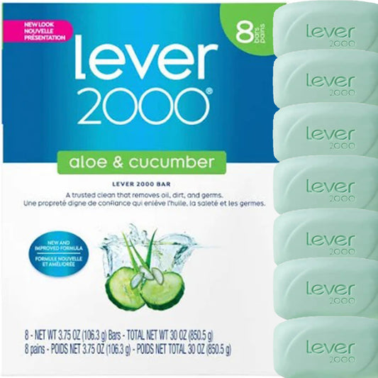 Lever 2000 Refreshing Body Soap and Facial Cleanser With Aloe & Cucumber Effectively Washes Away Bacteria, Fresh Aloe, 3.75 Ounce (Pack of 8) Beauty & Personal Care Lever 2000