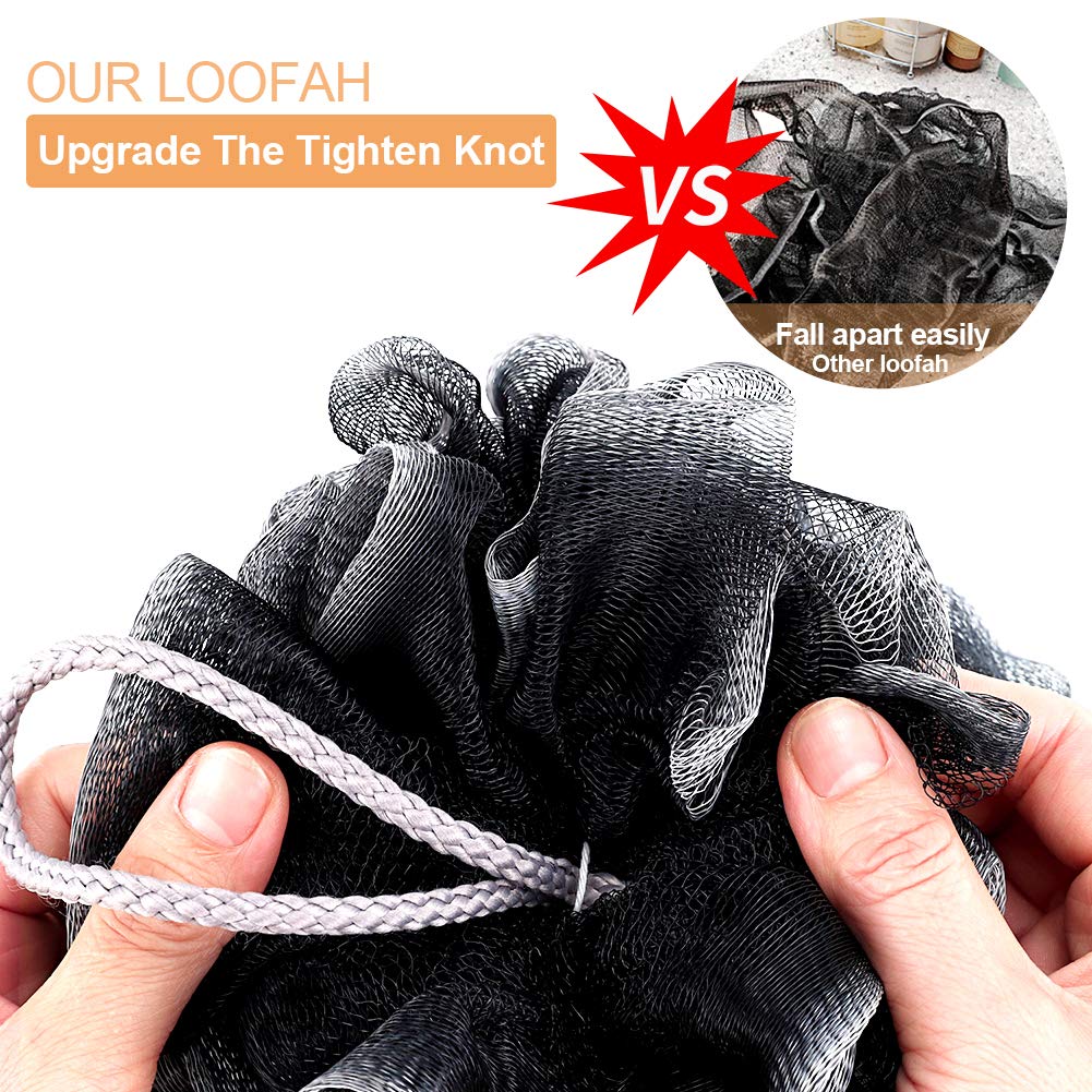 Loofah Bath Sponge, Novosun Soft Shower Sponge Set Extra Large Mesh Pouf Scrubber for Men and Women Exfoliate,Wash Sponge,Cleanse,Soothe Skin Pack