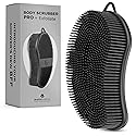 MainBasics Silicone Body Scrubber Dual-Sided Shower Loofah and Exfoliator (Black, Exfoliate)