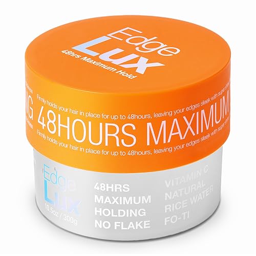 Lux Collection Edge Control Gel for 4C Hair - 48 Hour Maximum Hold Edge Control, Edge Lux with Castor Oil, Keratin & Biotin, Non-Flaking Styling Gel
