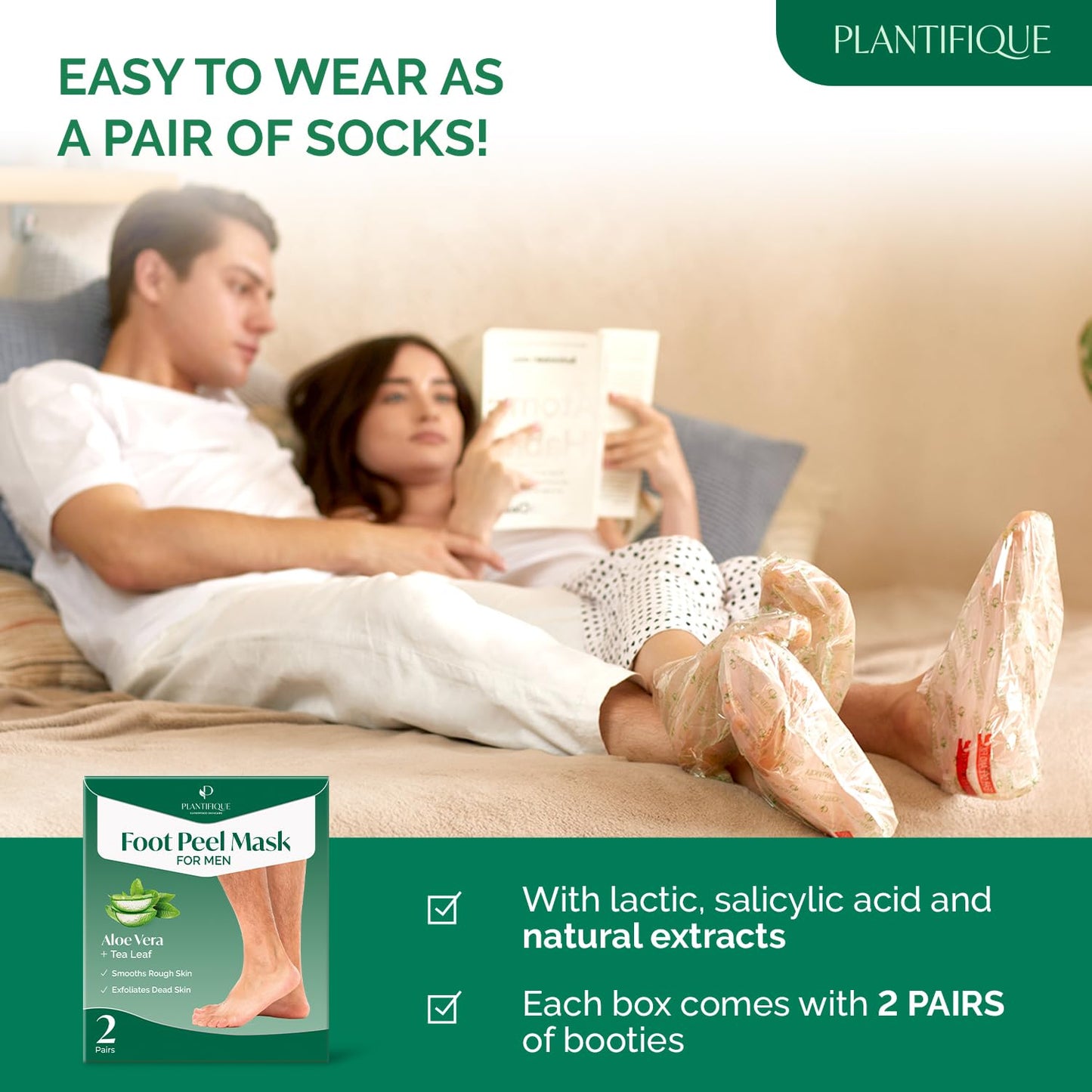 PLANTIFIQUE Foot Peeling Mask 2 Pack for Men | Dermatologically Tested Repairs Heels & Removes Dry Dead Skin for Baby Soft Feet | Exfoliating Foot Beauty and Personal Care PLANTIFIQUE