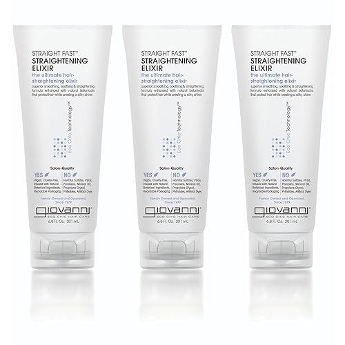 GIOVANNI ECO CHIC Straight Fast Straightening Elixir - Helps Smooth Curls & Straighten Hair, Temporarily Straightens Hair, Heat Protectant