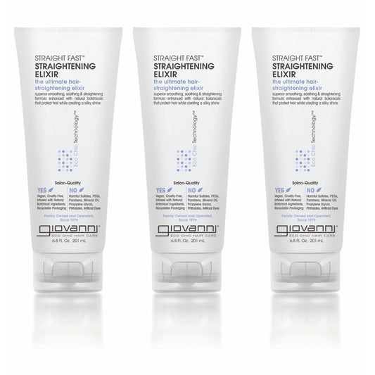 GIOVANNI ECO CHIC Straight Fast Straightening Elixir - Helps Smooth Curls & Straighten Hair, Temporarily Straightens Hair, Heat Protectant