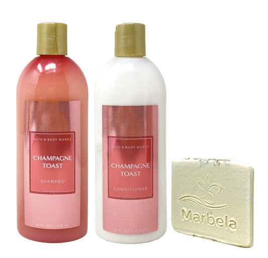 Bath & Body Works Champagne Toast - Shampoo and Conditioner with a Natural Oats Sample Soap