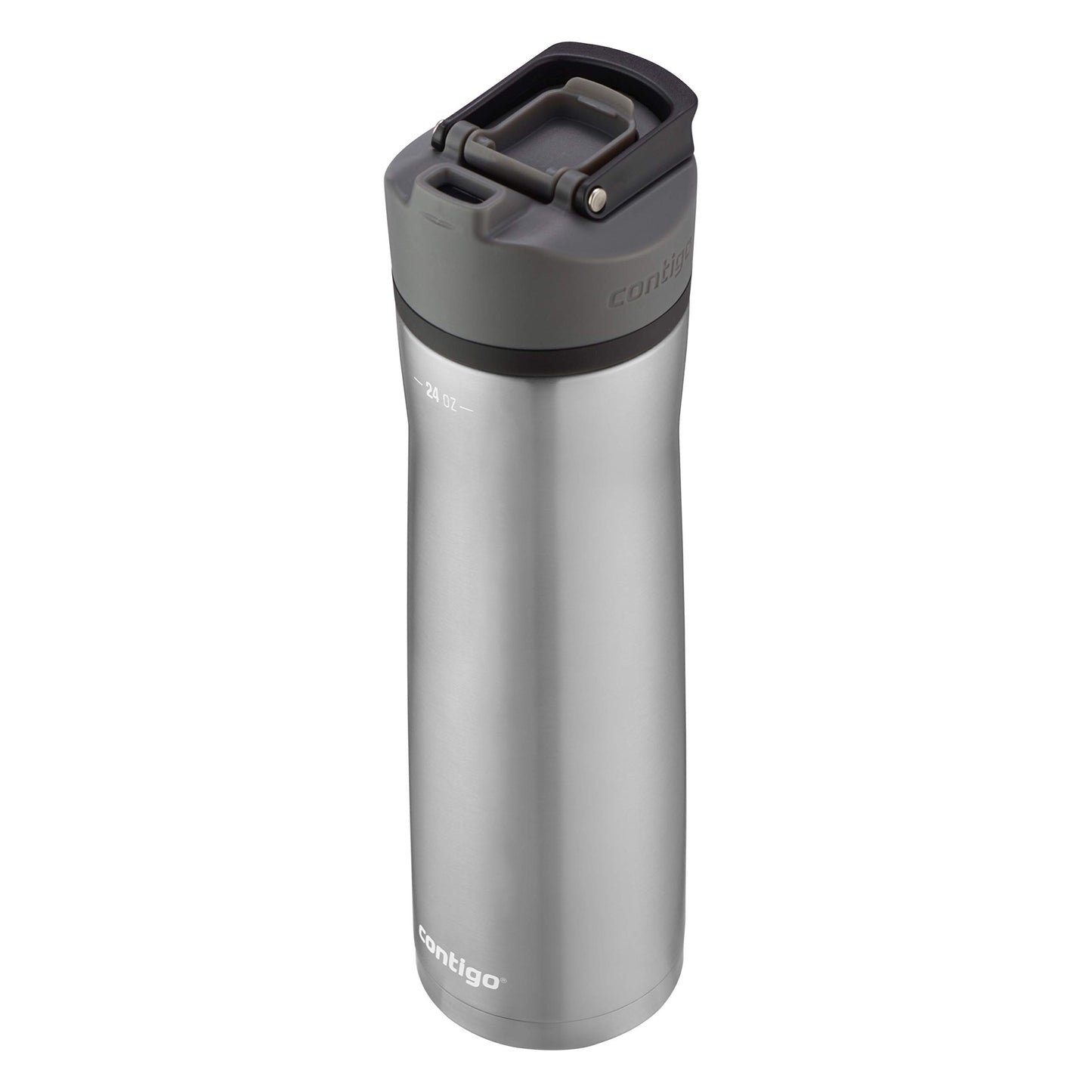 Contigo Cortland Chill 2.0 Vacuum-Insulated Stainless Steel Water Bottle, Spill-Proof Sip Technology, Interchangeable Lid, 24oz, Steel/Licorice