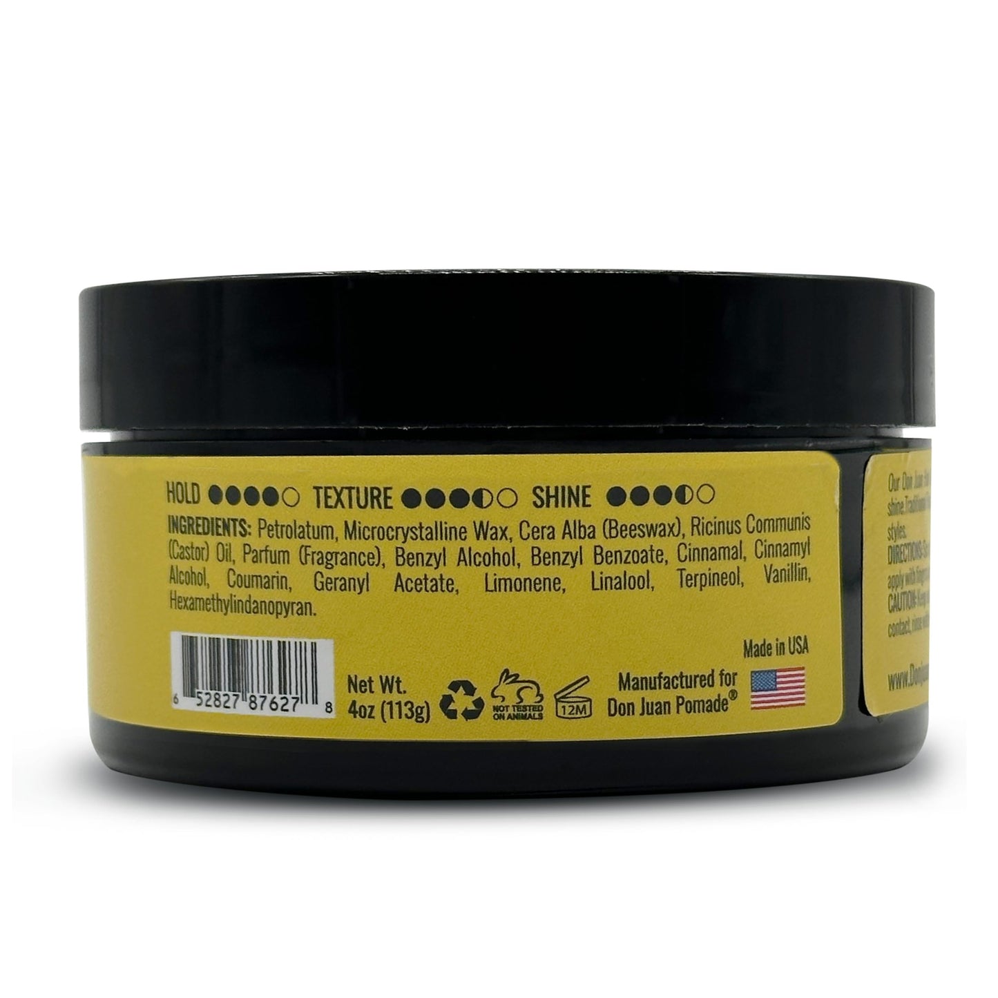 Don Juan Hair Grease Pomade 4 Ounce Jar | Heavy Hold | High Shine | Wax Based | Floral Barbershop Scent