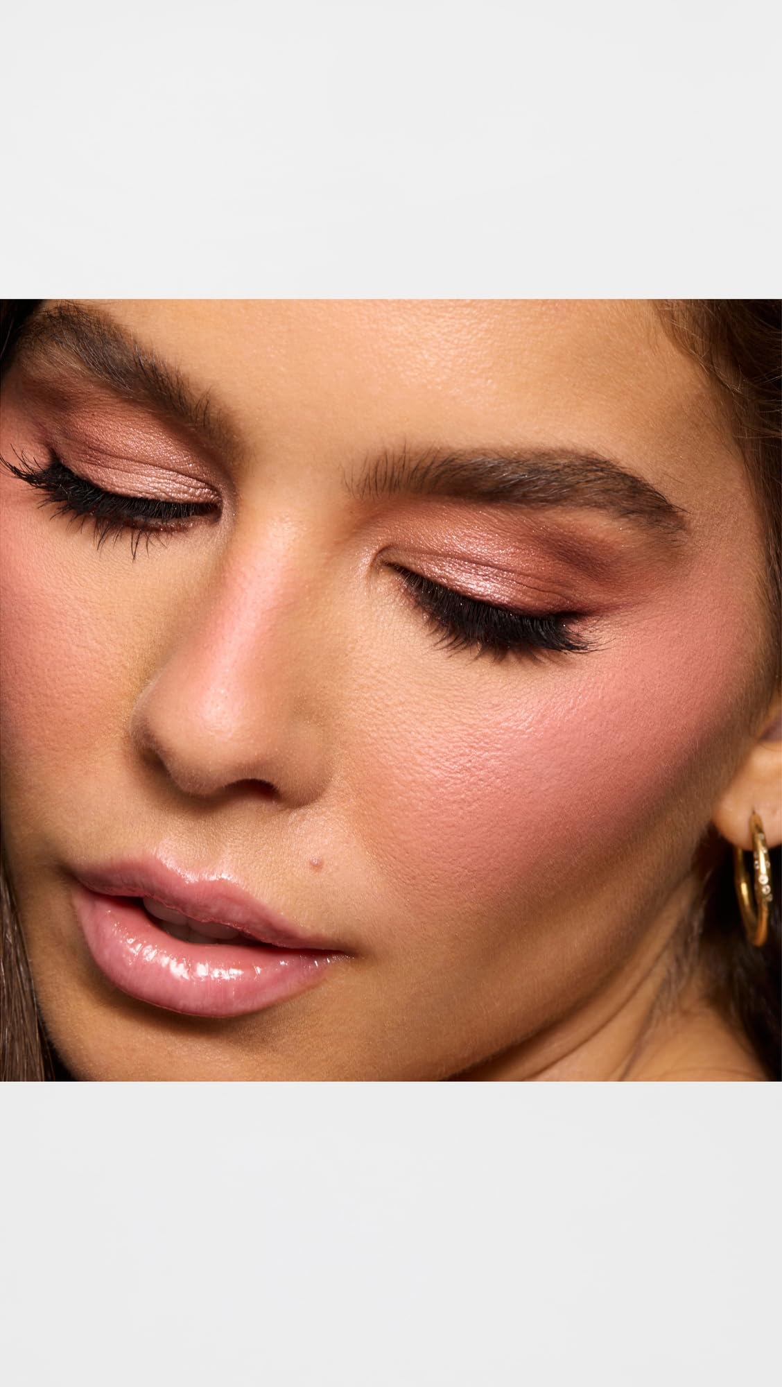 Your perfect lip-and-cheek pairing: Pinch My Cheeks Cream Blush in Angel + Forget The Filler Lip Plumping Gloss in Blushed Sand
