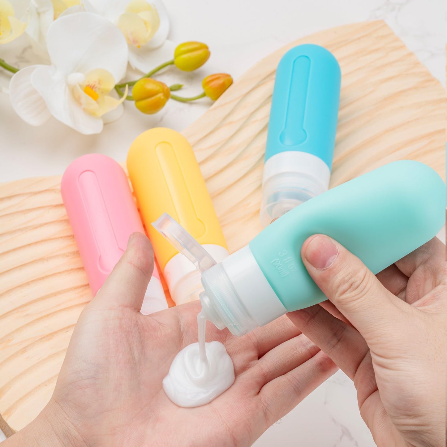 16pack Travel Bottles for Toiletries, TSA Approved LeakProof Squeezable Silicone Toiletry Containers for Shampoo, Conditioner, 3oz Portable Refillable Beauty and Personal Care MODENGKONGJIAN