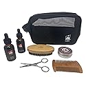 G.B.S Professional Beard Care Kit- Doppler Travel Bag, Professional Trimming Scissor, Multi-Side Natural Wood Comb, Mustache Wax, Beard Oil, Beard